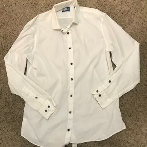 White trim fit button down shirt